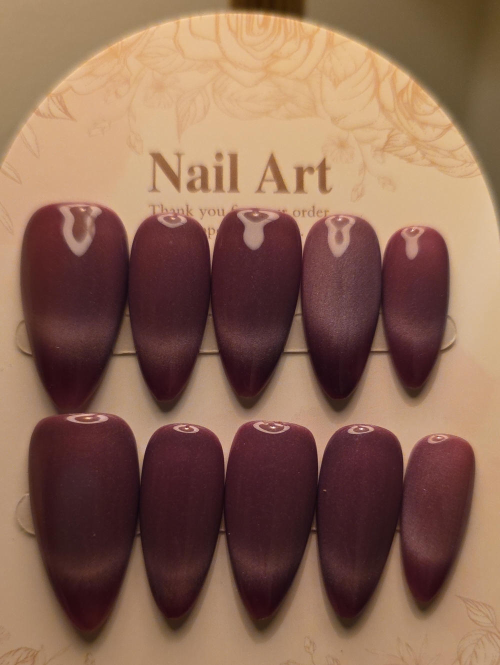 Premium Mauve Purple Press-On Nail Set - Size Large